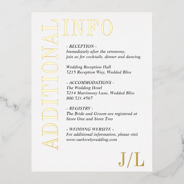 Bold Black and White Wedding Foil Enclosure Card (Front)