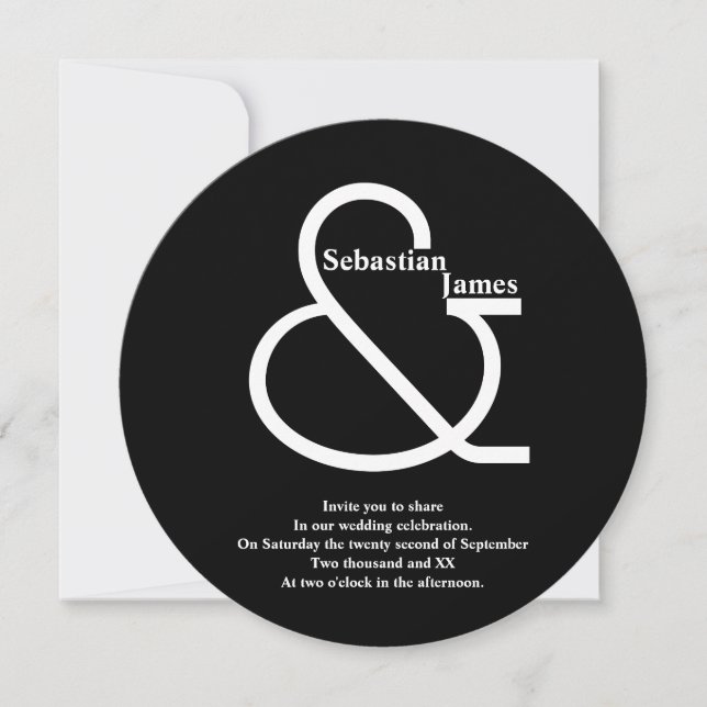 Bold Black and White Wedding Invitation (Front)