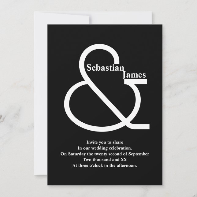 Bold Black and White Wedding Invitation (Front)