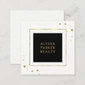 Bold Black and White with Faux Gold Square Business Card (Front/Back)