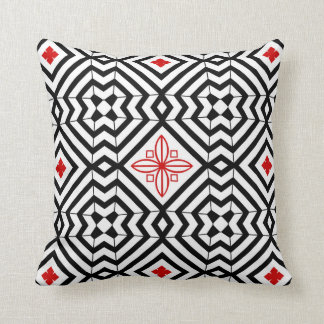 Bold Black and White with Red Pattern Pillow