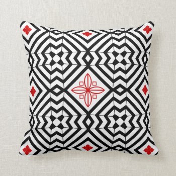 Bold Black And White With Red Pattern Pillow by debinSC at Zazzle