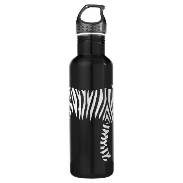 Bold Black and White Zebra Pattern Water Bottle (Front)
