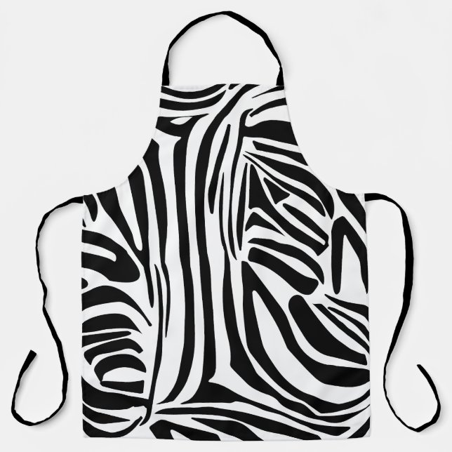 Bold Black and White Zebra Print Pattern Apron (Front)