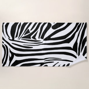 Bold Black and White Zebra Print Pattern Beach Towel
