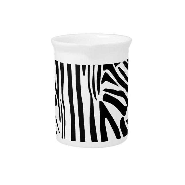 Bold Black and White Zebra Print Pattern Beverage Pitcher (Front)