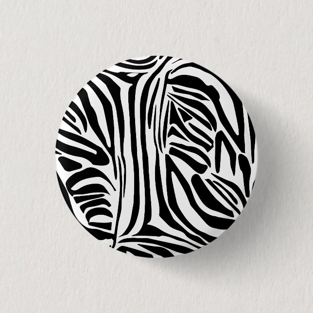 Bold Black and White Zebra Print Pattern Button (Front)