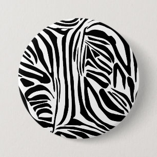 Bold Black and White Zebra Print Pattern Button