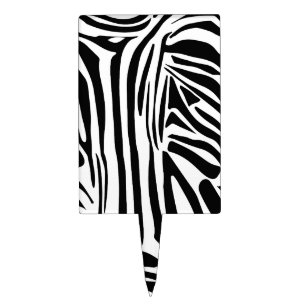Bold Black and White Zebra Print Pattern Cake Topper