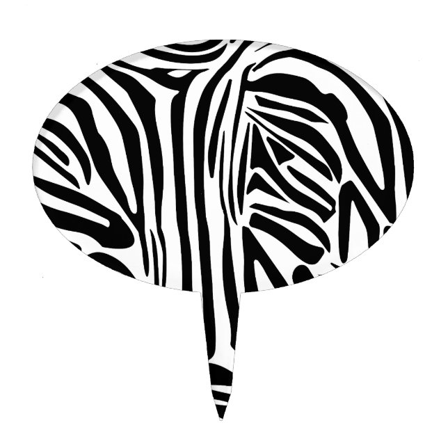 Bold Black and White Zebra Print Pattern Cake Topper (Front)