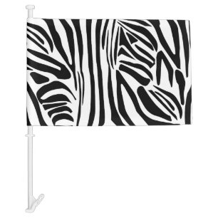 Bold Black and White Zebra Print Pattern Car Flag