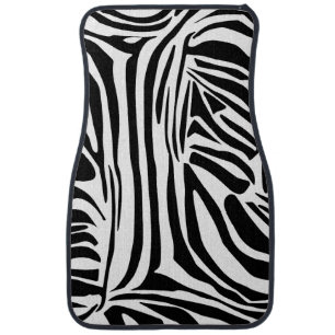 Bold Black and White Zebra Print Pattern Car Floor Mat