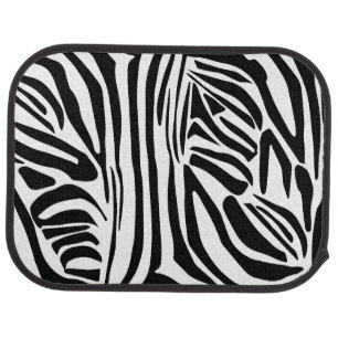 Bold Black and White Zebra Print Pattern Car Floor Mat
