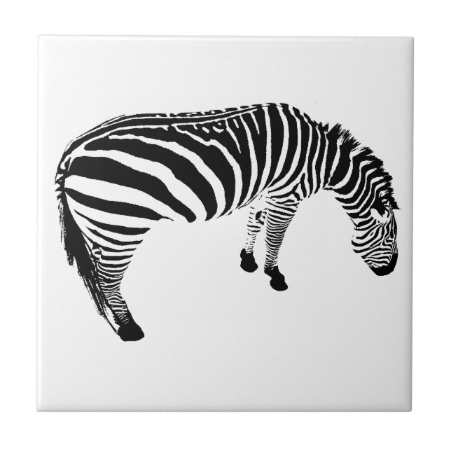 Bold Black and White Zebra Print Pattern Ceramic Tile (Front)