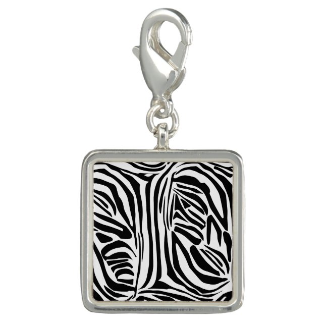 Bold Black and White Zebra Print Pattern Charm (Front)