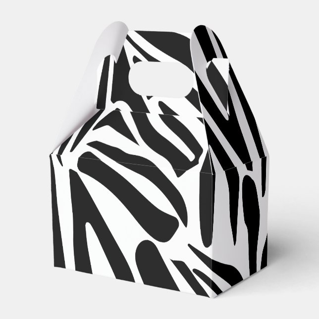Bold Black and White Zebra Print Pattern Favor Boxes (Front Side)