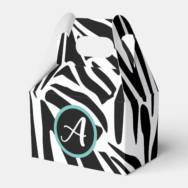 Bold Black and White Zebra Print Pattern Favor Boxes (Front Side)