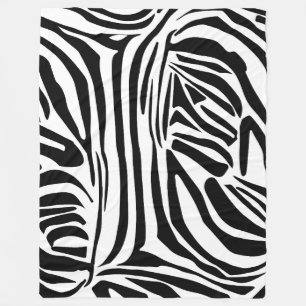 Bold Black and White Zebra Print Pattern Fleece Blanket