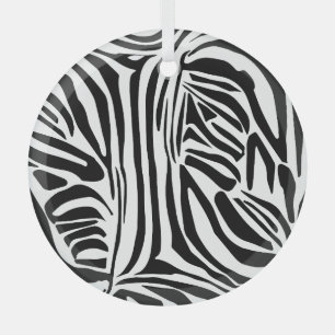 Bold Black and White Zebra Print Pattern Glass Ornament
