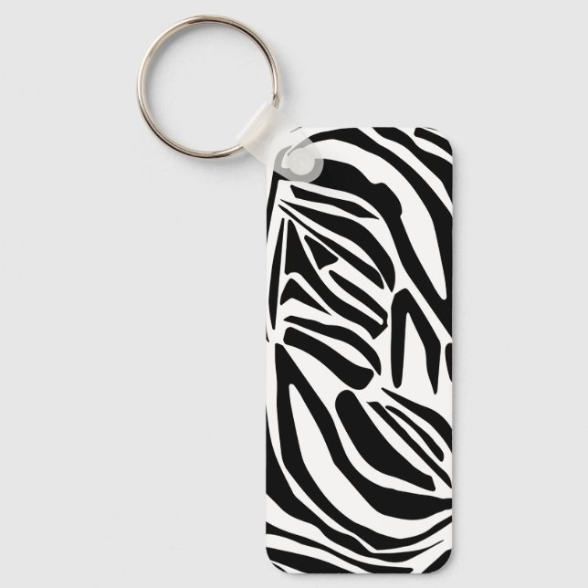 Bold Black and White Zebra Print Pattern Keychain (Front)