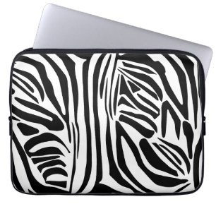 Bold Black and White Zebra Print Pattern Laptop Sleeve
