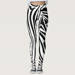 Bold Black and White Zebra Print Pattern Leggings