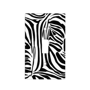 Bold Black and White Zebra Print Pattern Light Switch Cover