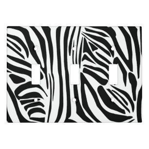 Bold Black and White Zebra Print Pattern Light Switch Cover