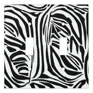 Bold Black and White Zebra Print Pattern Light Switch Cover