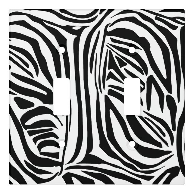 Bold Black and White Zebra Print Pattern Light Switch Cover (Front)