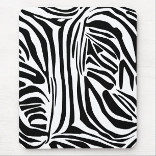 Bold Black and White Zebra Print Pattern Mouse Pad