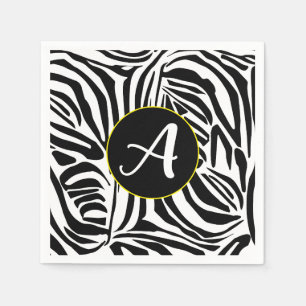 Bold Black and White Zebra Print Pattern Napkins