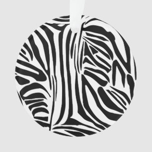 Bold Black and White Zebra Print Pattern Ornament