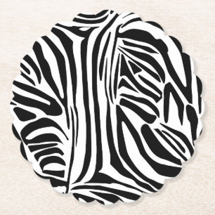 Bold Black and White Zebra Print Pattern Paper Coaster