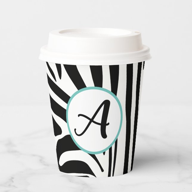 Bold Black and White Zebra Print Pattern Paper Cups (Front)