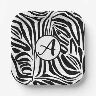 Bold Black and White Zebra Print Pattern Paper Plates