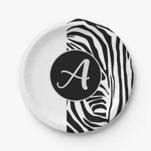 Bold Black and White Zebra Print Pattern Paper Plates