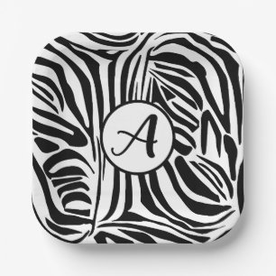 Bold Black and White Zebra Print Pattern Paper Plates