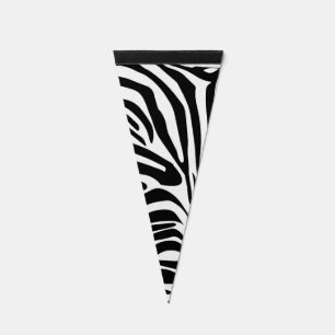 Bold Black and White Zebra Print Pattern Pennant Flag