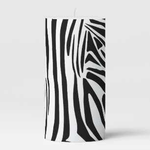 Bold Black and White Zebra Print Pattern Pillar Candle