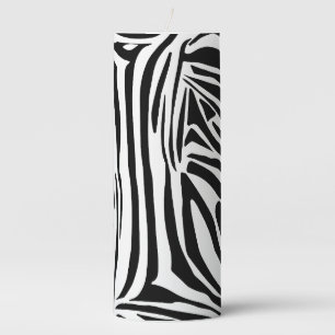 Bold Black and White Zebra Print Pattern Pillar Candle