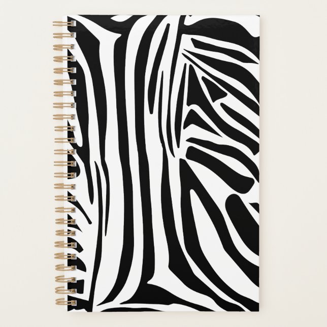 Bold Black and White Zebra Print Pattern Planner (Front)