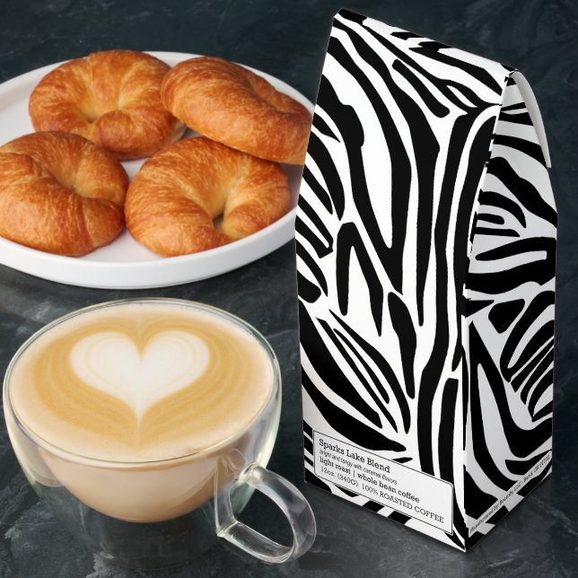 Bold Black and White Zebra Print Pattern Roasted Coffee (Breakfast)