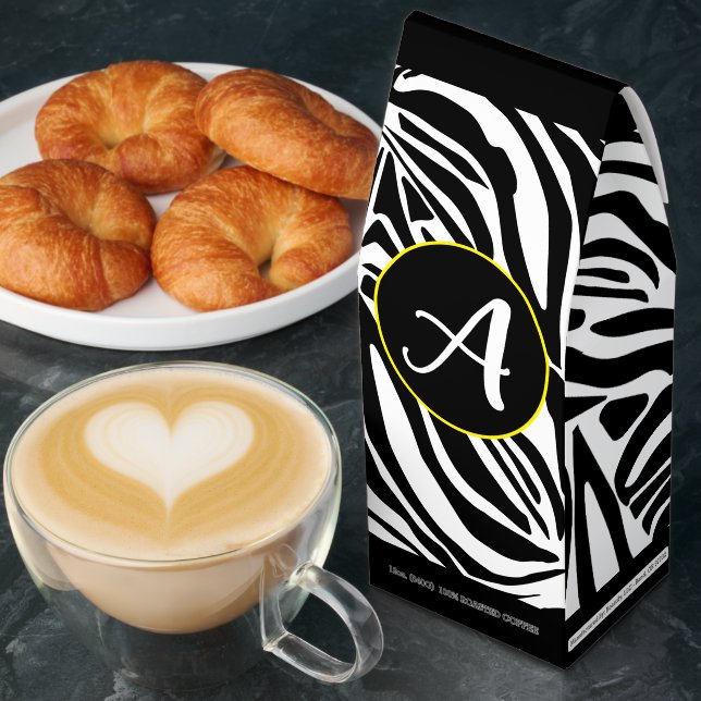 Bold Black and White Zebra Print Pattern Roasted Coffee (Breakfast)