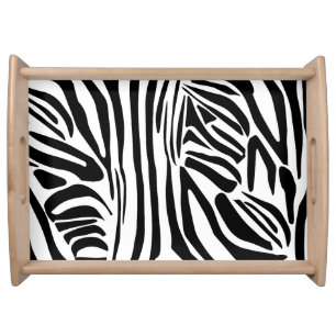 Bold Black and White Zebra Print Pattern Serving Tray