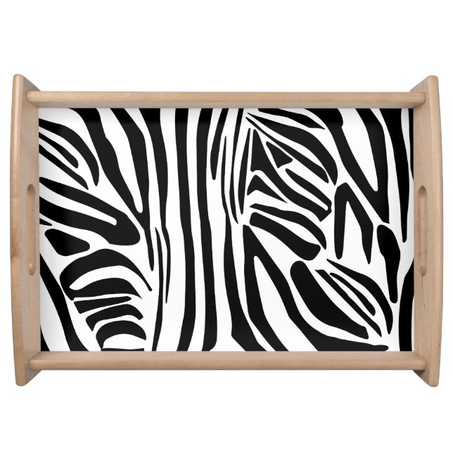 Bold Black and White Zebra Print Pattern Serving Tray (Front)