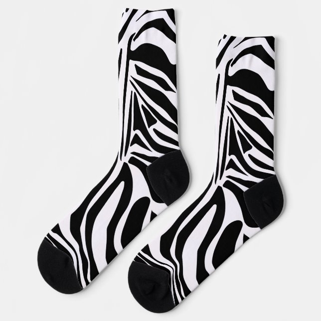 Bold Black and White Zebra Print Pattern Socks (Left)
