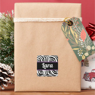 Bold Black and White Zebra Print Pattern Square Sticker
