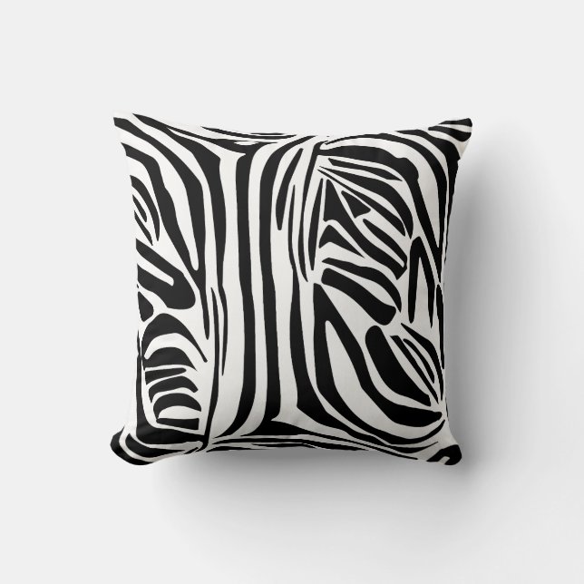 Bold Black and White Zebra Print Pattern Throw Pillow (Front)