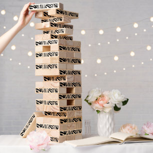 Bold Black and White Zebra Print Pattern Topple Tower